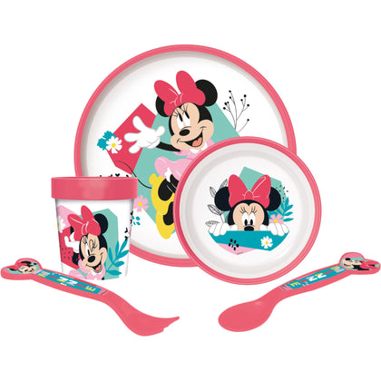 Disney Minnie 5 Pcs Non Slip Bicolor Premium Children's Tableware Set (39MM220)
