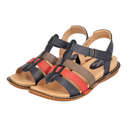 Barani Navy Multi Leather Sandals (Triple Strap)