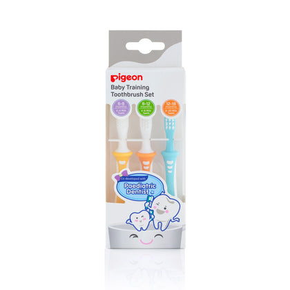 Pigeon Baby Training Toothbrush Lesson 123 Set (6-8 months, 8-12 months, 12-18 months)
