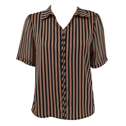 Runway Striped Print Blouse - Orange