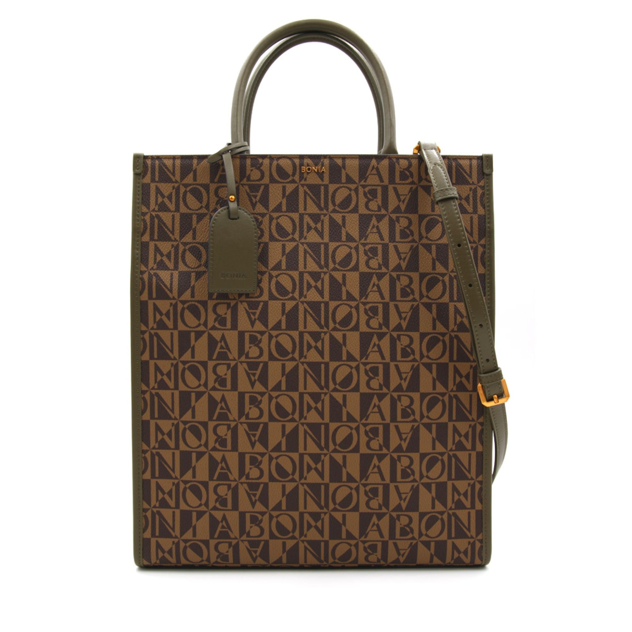 BONIA Leather-trimmed Monogram Structured Tote