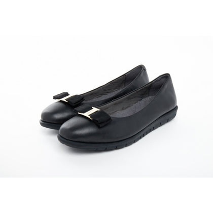 Barani Leather Pumps Ballet Flats with Fixed Buckle 8841-33 Black