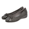 Barani Black Leather Pumps (with Micro Wedge, Fixed Ribbon)