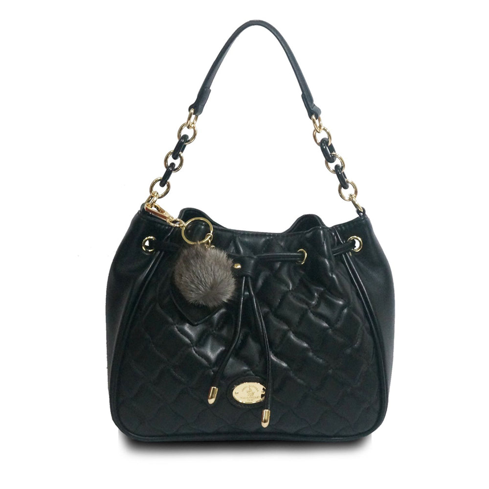 SANTA BARBARA POLO & RACQUET CLUB Quilted Drawstring Bag - Black