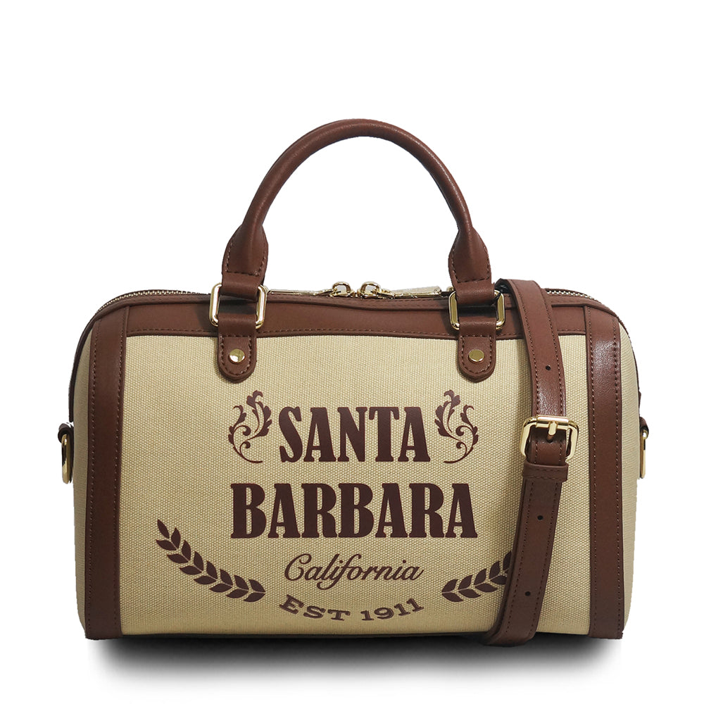 SANTA BARBARA POLO & RACQUET CLUB Vintage Canvas Boston Bag - Beige