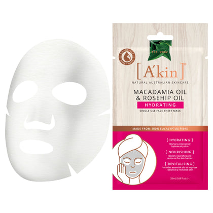 A'kin Macadamia Oil & Rosehip Oil Hydrating Face Sheet Mask 1pc