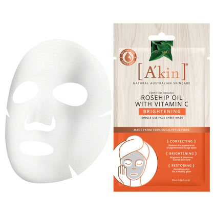A'kin Rosehip Oil with Vit C Brightening Face Sheet Mask 1pc