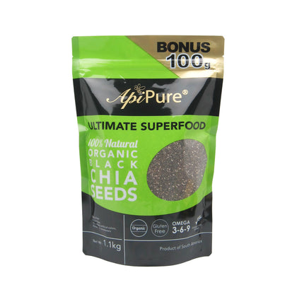 APIPURE Organic Black Chia Seeds 1.1kg