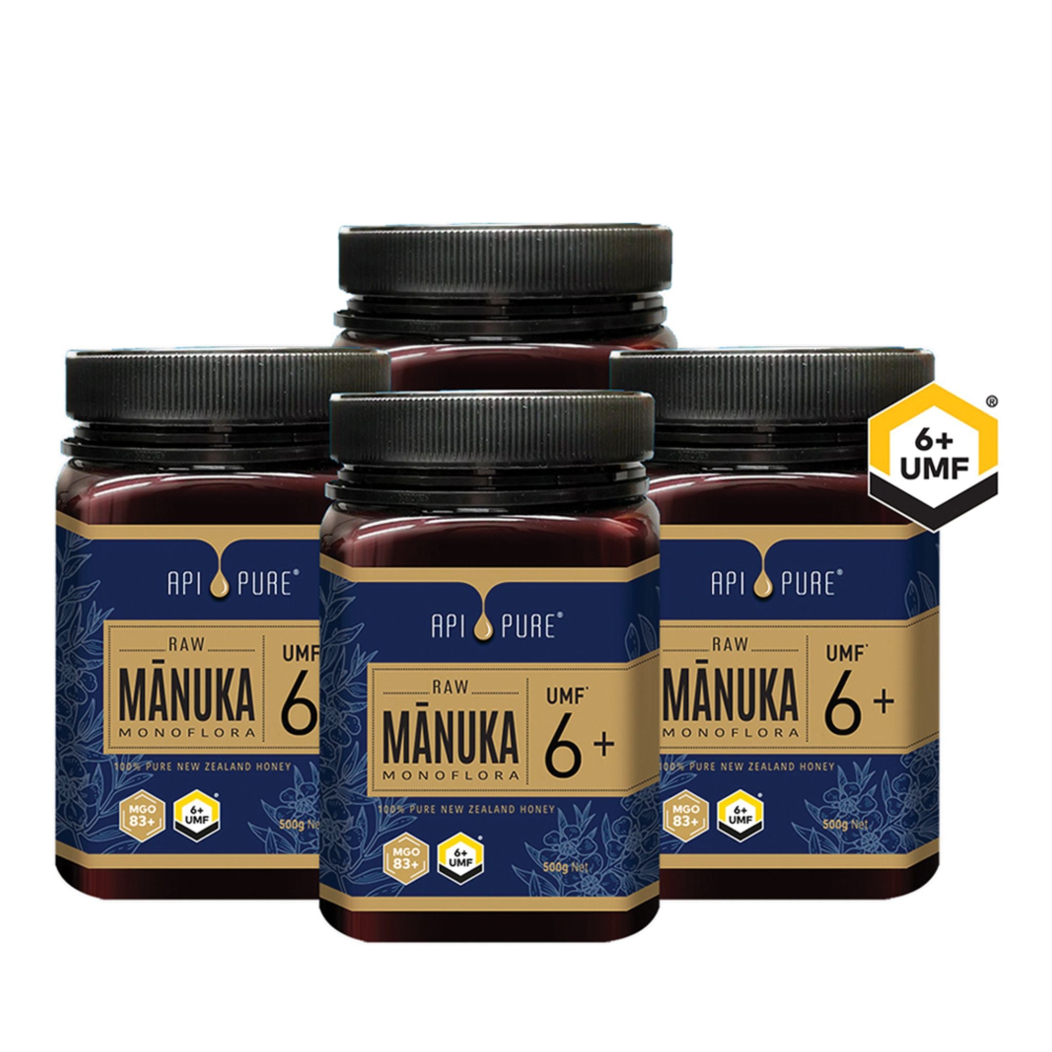 APIPURE Raw Manuka UMF 6+ 500g (Set of 4)