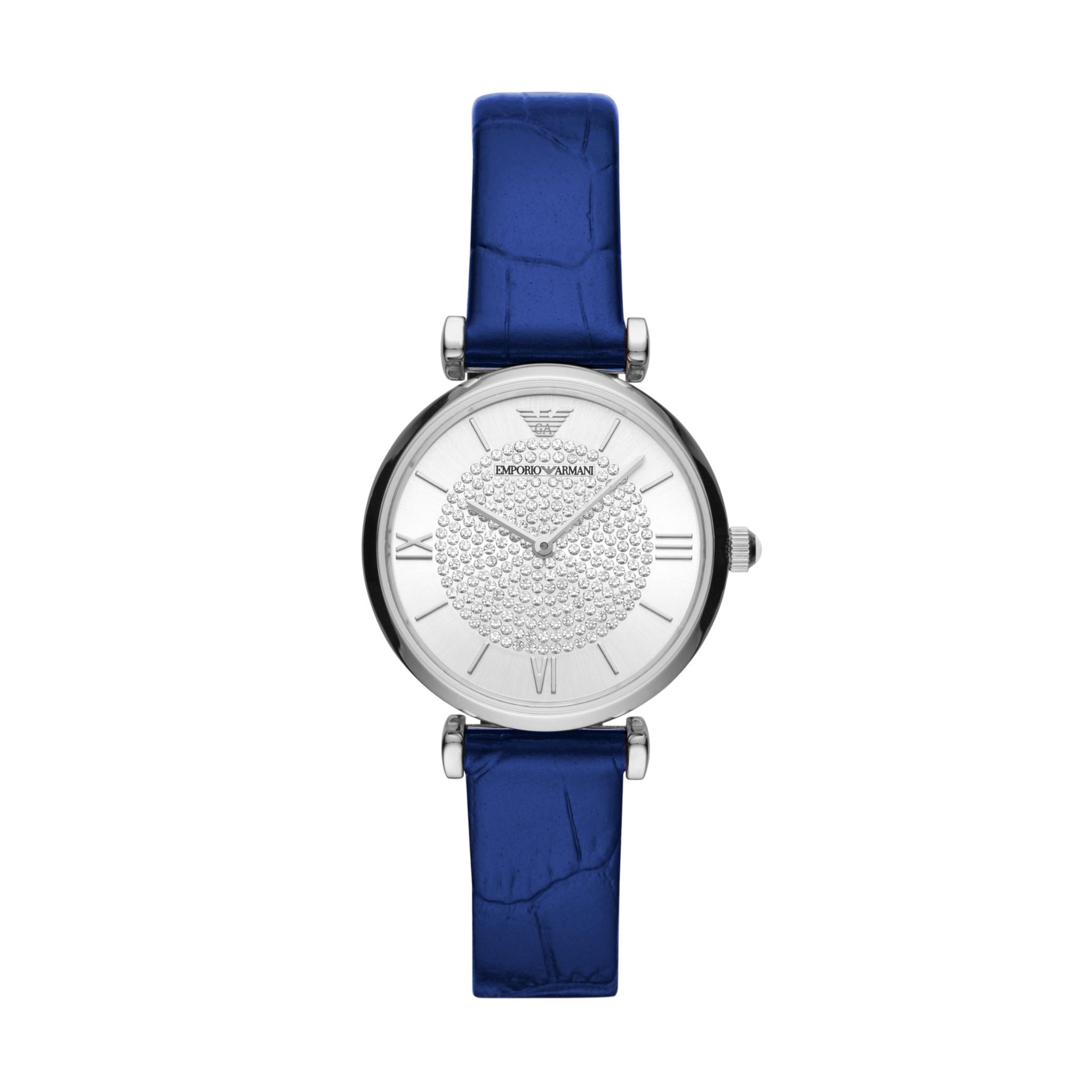 EMPORIO ARMANI Two-Hand Blue Leather Watch