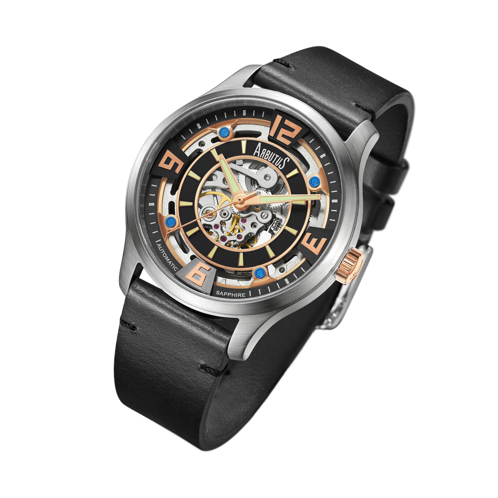 Arbutus Watch Skeleton Automatic AR1902SBB Black 44mm OG