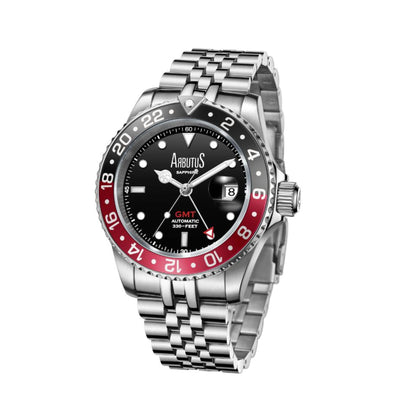 Arbutus Dive Inspired GMT Black/Red AR2102SBS - Black