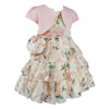 Rodolia Layered Ruffle Party Dress with Bolero Jacket & Matching Sling Pouch - Peach