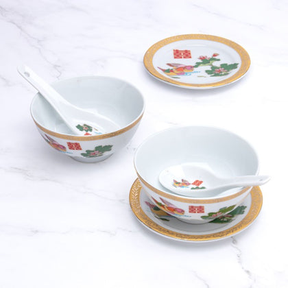 The Chinese Wedding Shop Chinese Wedding Bowl Set with Chopsticks (Mandarin Ducks) (BCS37)