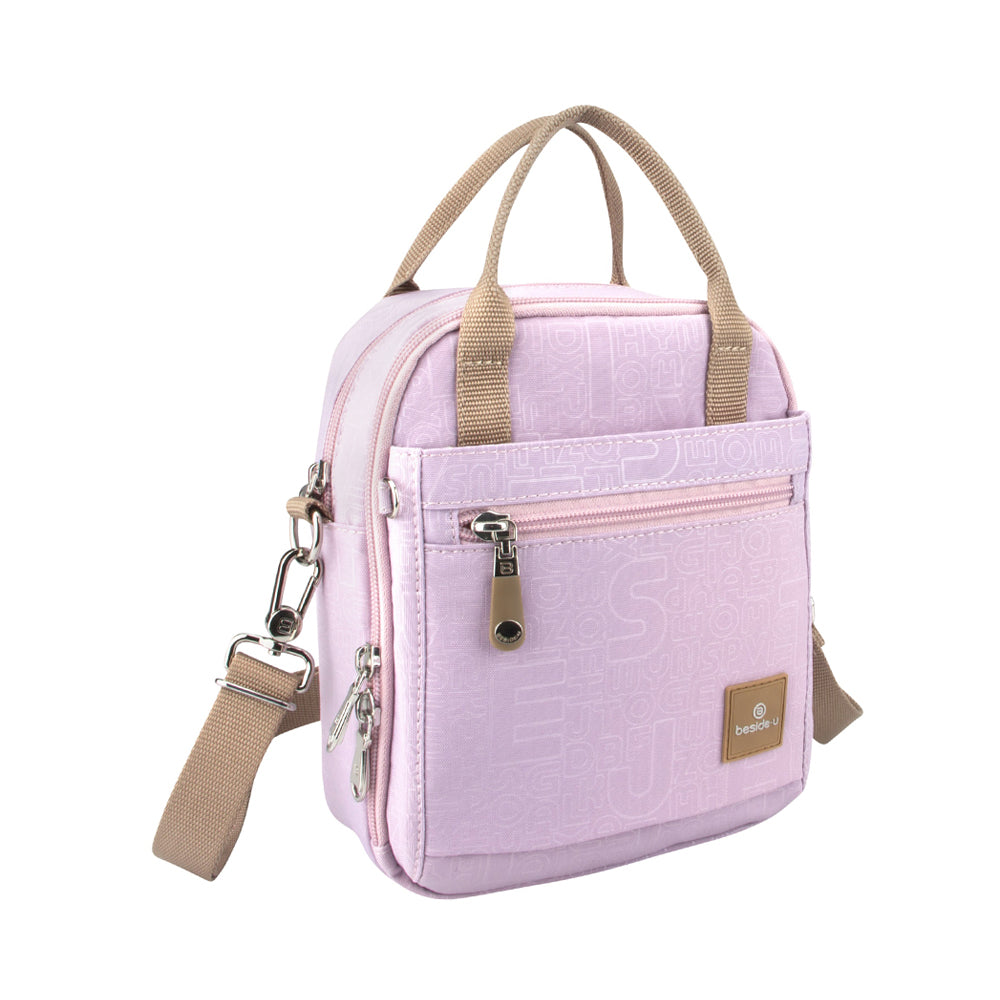 BESIDE-U Lightweight Tote with Multiple Compartments and Detachable Shoulder Strap - Pink