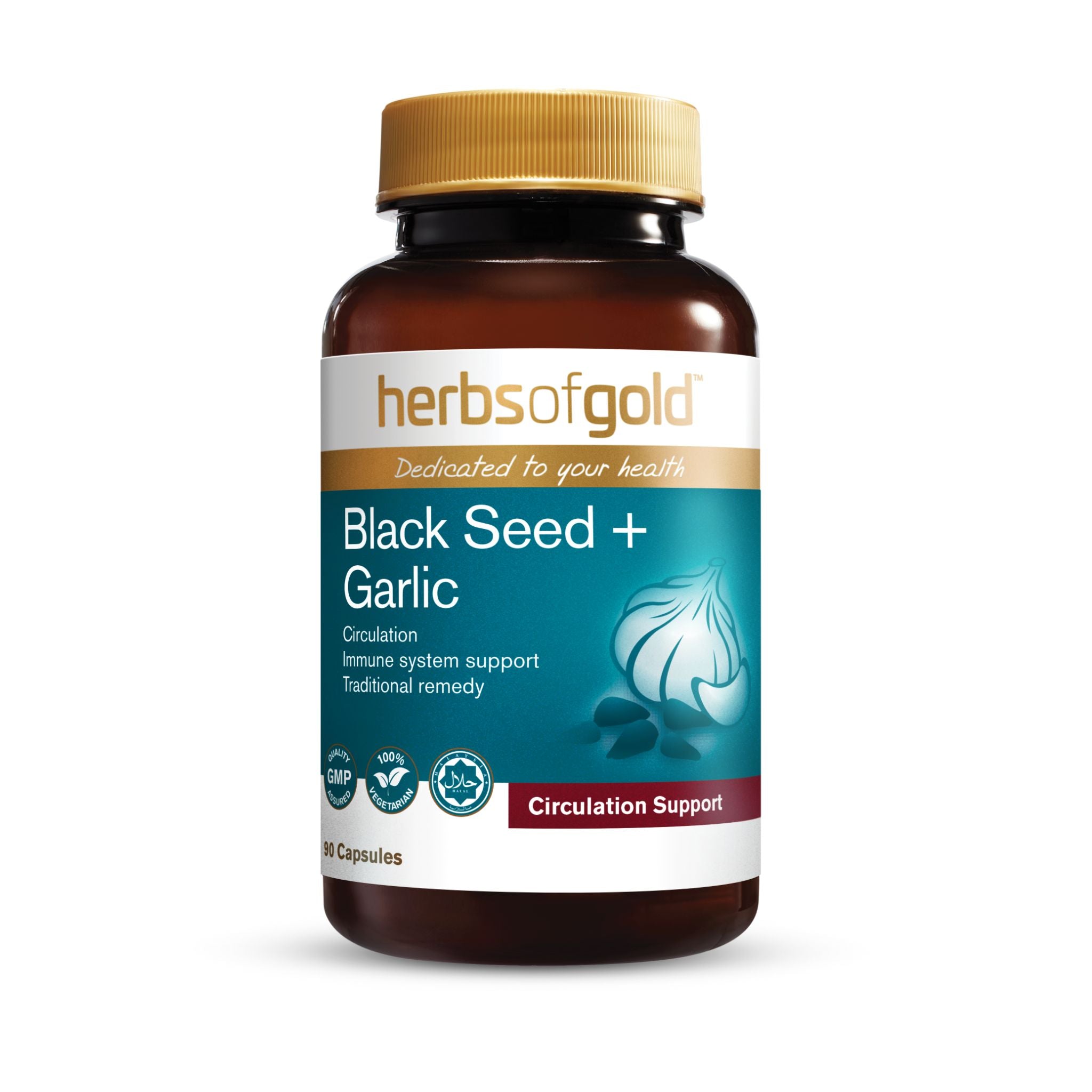 HERBS OF GOLD Black Seed + Garlic (90 Capsules)