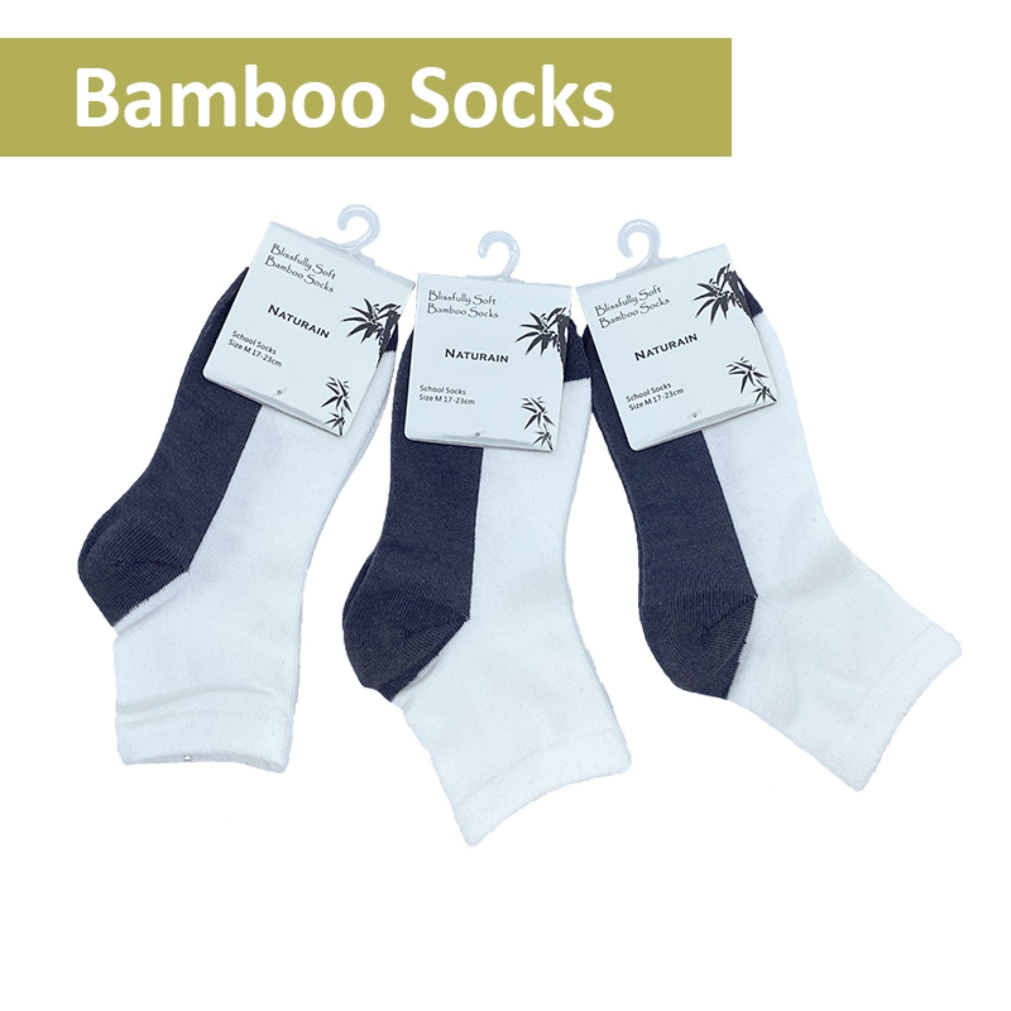 Naturain Bamboo Fibre School Socks - 3 Pairs - S