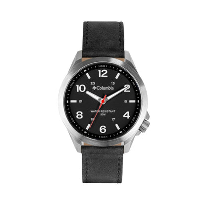 Columbia Watch Crestview Black 3-Hand Date Black Leather Watch COCSS10-001