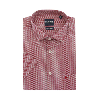 HECHTER Short-Sleeved Shirt - Red & White Print