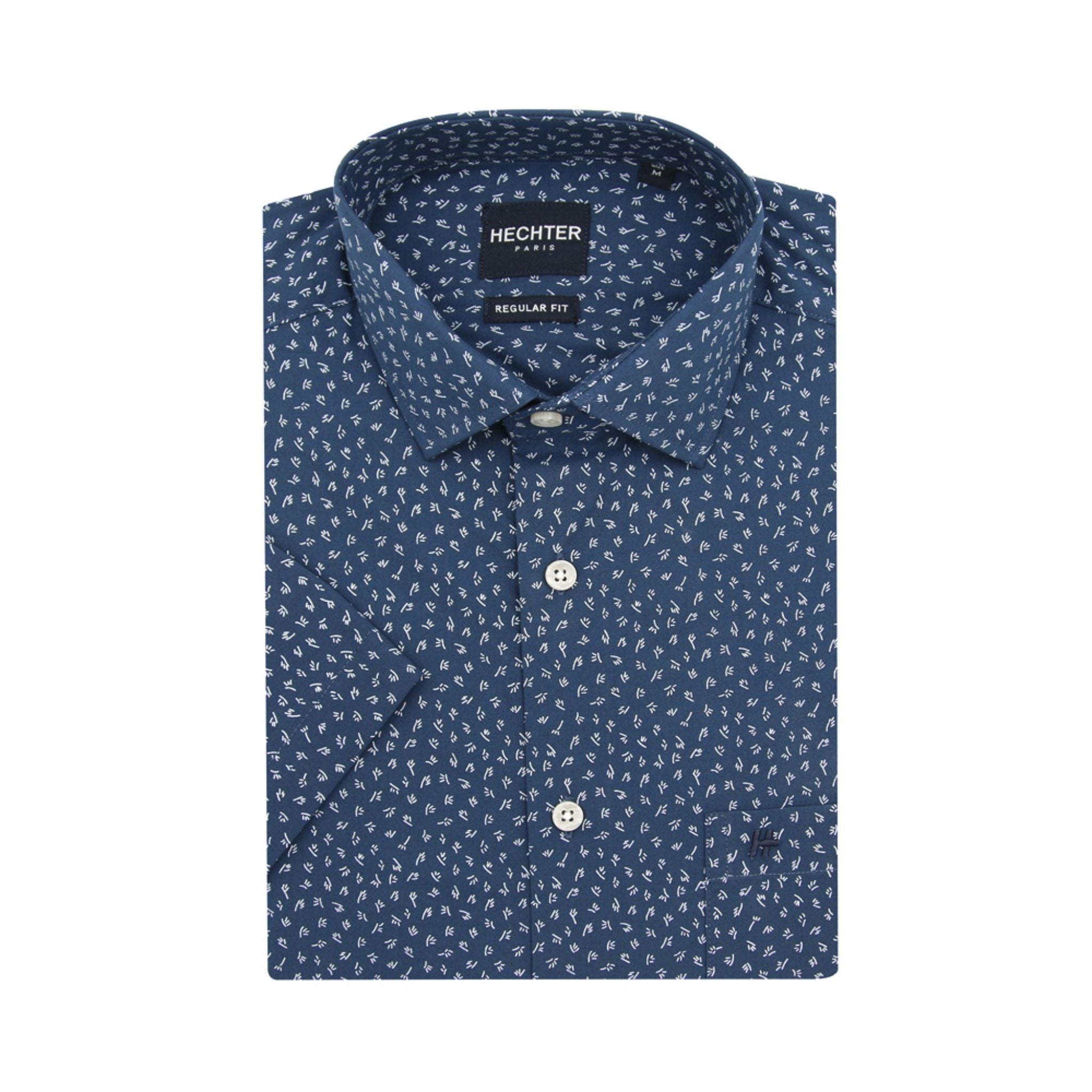 HECHTER Short-Sleeved Shirt - Blue & White Print