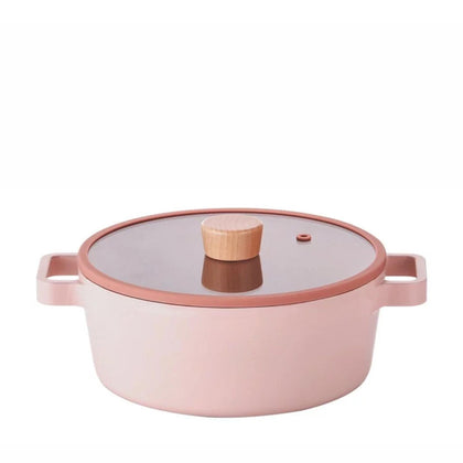 NEOFLAM FIKA Pink Casserole 24cm with Glass Lid