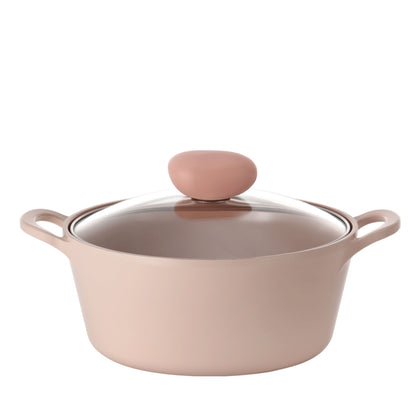 NEOFLAM SHERBET 22cm Casserole with Glass Lid + Free Silicone Grabbers worth $15 (EK-RT-C22-P)