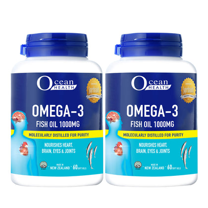 Ocean Health Omega-3 Fish Oil 1000mg 250 Softgels (Set of 2)