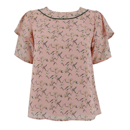 FIMI Floral Layered Sleeve Blouse - Pink