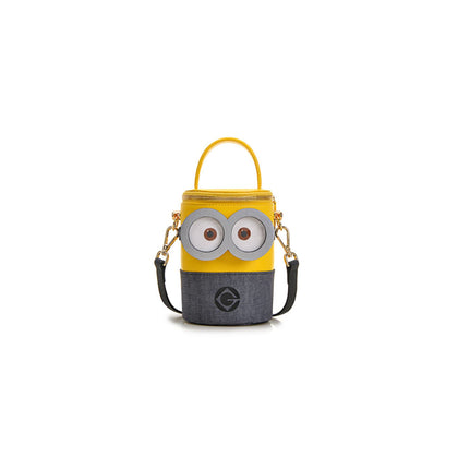 FION Minions Denim with Leather Shoulder Bag - Yellow / Blue