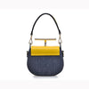 FION Minions Jacquard with Leather Crossbody & Shoulder Bag - Dark Blue / Yellow