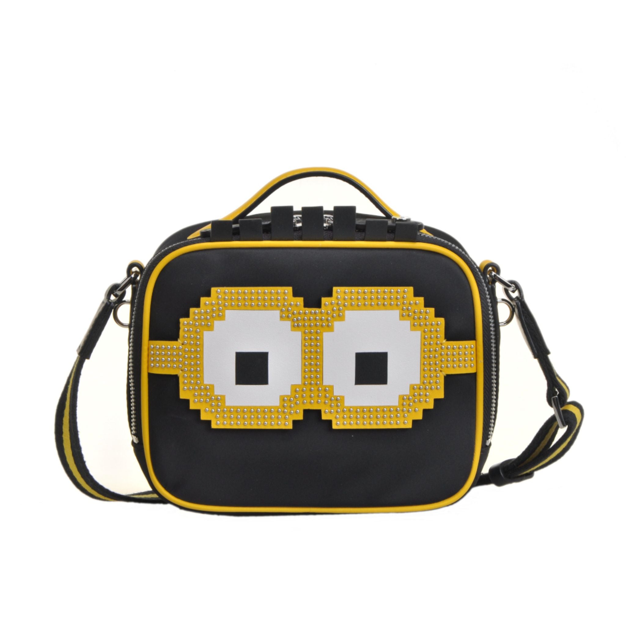 FION Minions Jacquard with Leather Shoulder Bag - Black / Yellow – OG  Singapore