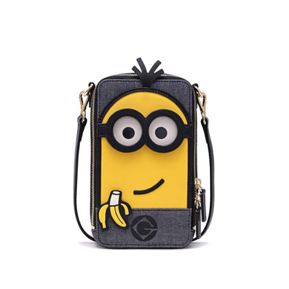 FION Minions Denim with Leather Shoulder Bag - Yellow / Black – OG Singapore
