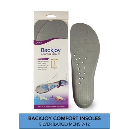 BackJoy Comfort Insoles Mens 9-12 (Large) - Silver