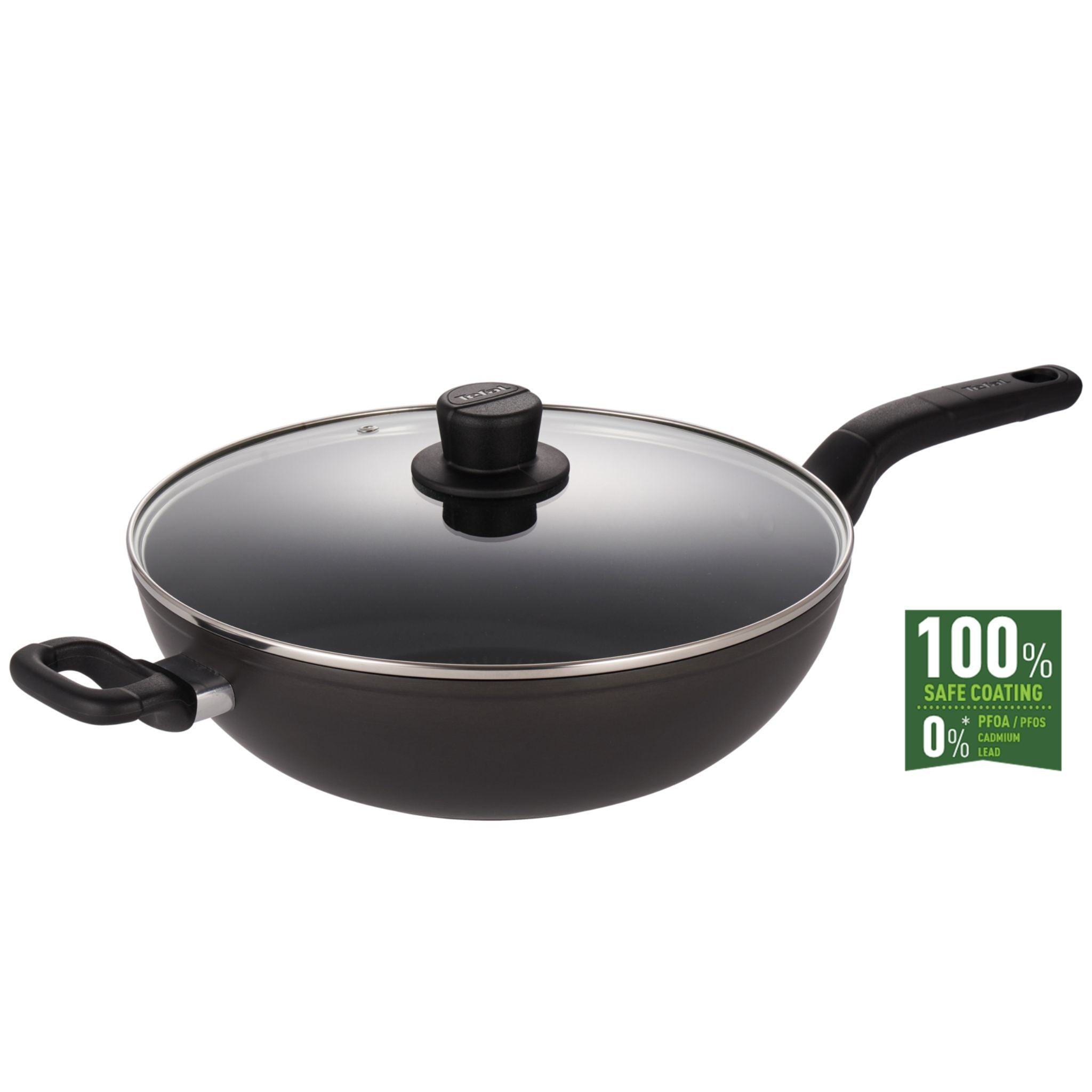 Tefal 32cm Intense Cook Hard Anodized Wok Pan With Lid (Induction