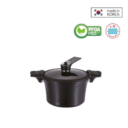 HAPPYCALL Zin 24cm Vacuum Stock Pot (Induction Compatible) - Black (HEA-3003-1298)