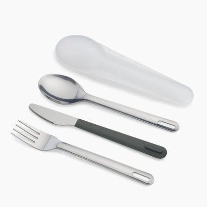 Joseph Joseph GoEat Compact Stainless-steel Cutlery Set (18x5.0x3.2cm) - Frosted Grey (HK-81126)