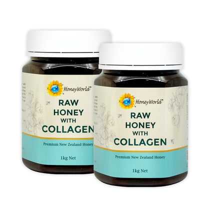 Honeyworld Raw Honey with Collagen 1kg (Set of 2)