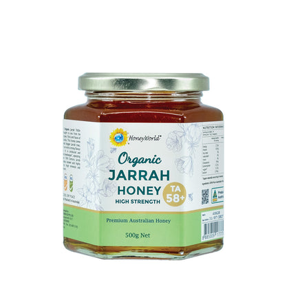 HoneyWorld Organic Jarrah Honey TA58+ 500g