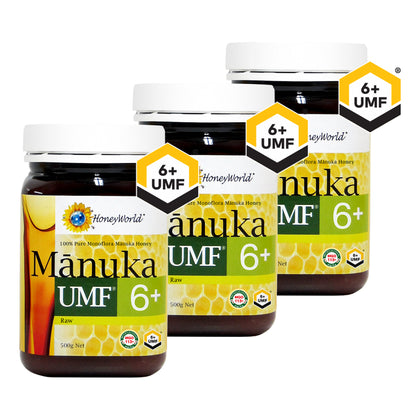 Honeyworld Raw Manuka UMF6+ 500g (Set of 3) - Buy 1 Free 2