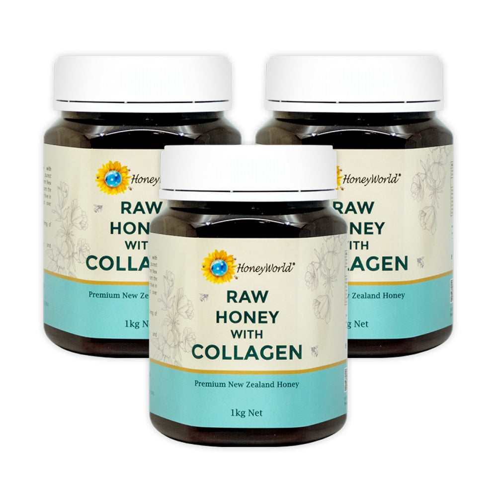 Honeyworld Raw Honey with Collagen 1kg (Set of 3)