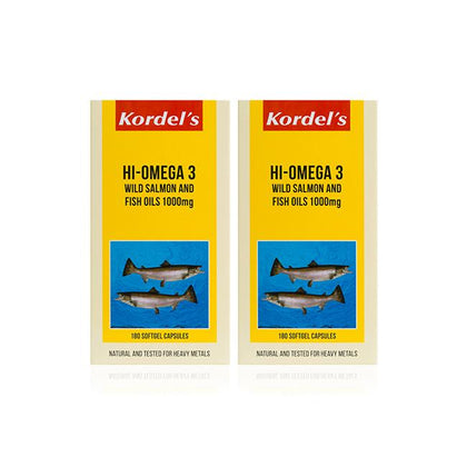 Kordel's Hi-Omega 3 Wild Salmon + Fish Oils 1000mg Twinpack C180