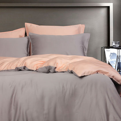 Intero Lumier Luxe 100% Tencel Dobby 1100tc Bed Set (Queen / King) - Eniz Gray Peach AB