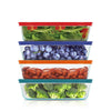 Kukeri Borosilicate Glass Containers 8pc Set - 4 Containers and 4 Lids (193mm x 142mm x 43mm) -  (JV401RC-2100)