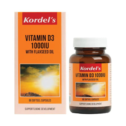 Kordel's Vitamin D3 1000IU with Flaxseed Oil (90 Softgel Capsules)