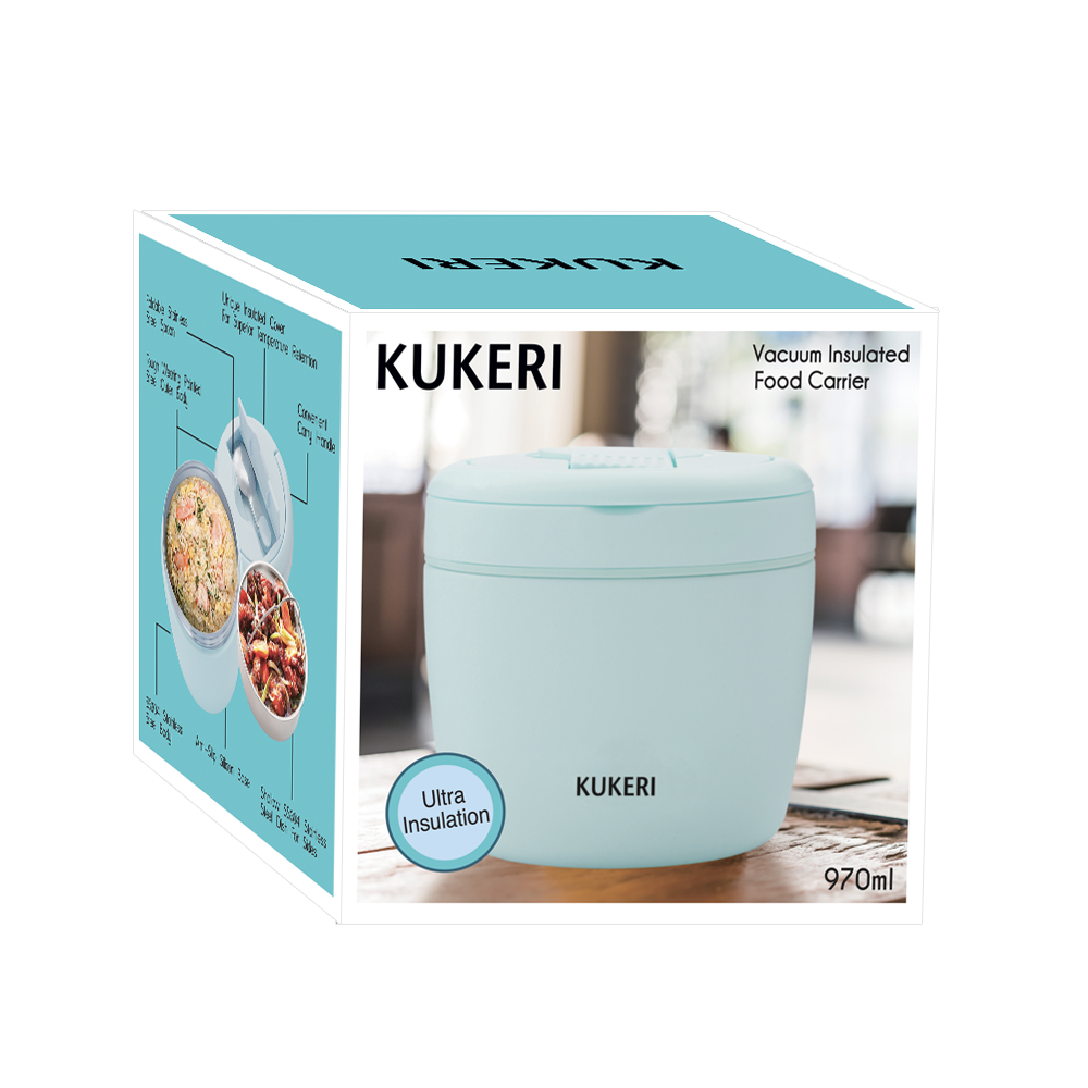 Kukeri Vacuum Insulated Food Carrier Container Jar with Insert and Spoon 970ml - Pink