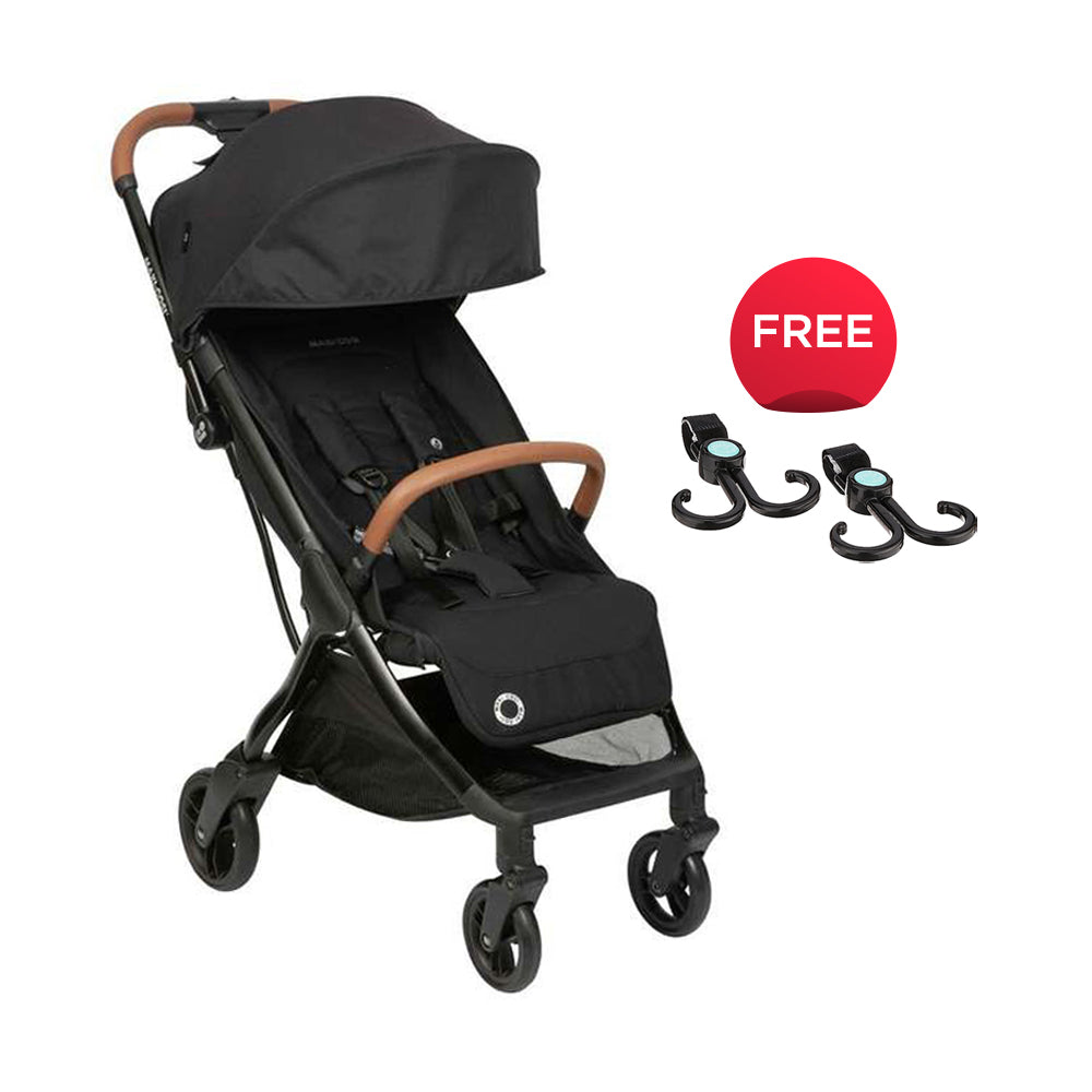Maxi Cosi Eva Ultra Compact Travel One-Hand Soft Close Stroller (0-48mths) with Citi2 Baby Car Seat (0-12mths), Eva Stroller Adapters, Cheeky Bon Bon Stroller Pad. Free Cheeky Bon Bon Stroller Hooks