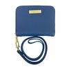 Mel&Co Saffiano Leatherette Zip-Around Card Holder With Lanyard Blue