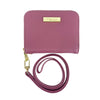Mel&Co Saffiano Leatherette Zip-Around Card Holder With Lanyard Rose