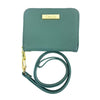 Mel&Co Saffiano Leatherette Zip-Around Card Holder With Lanyard Sea Green
