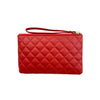 Mel&Co Quilted Wristlet Loop Handle Pouch Red